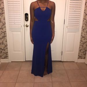 Blue cutout prom dress